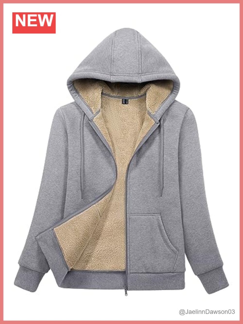 Sherpa Lined Full Zip Hoodie Warm Winter Jacket with Pockets